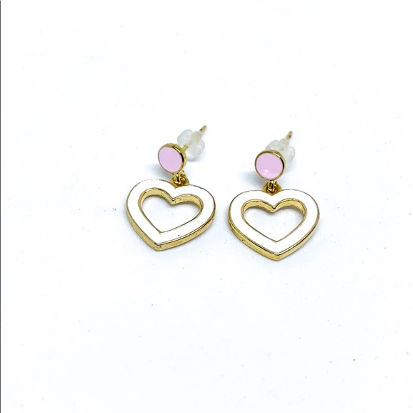 Jewelry - White&pink mini heart enamel Earrings